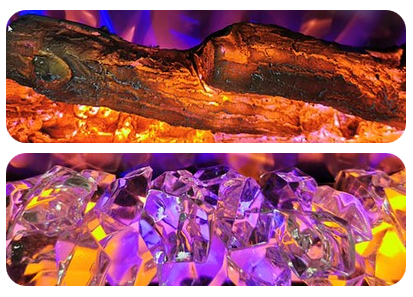 Polana i kryształy w zestawie do kominka Royal 3D