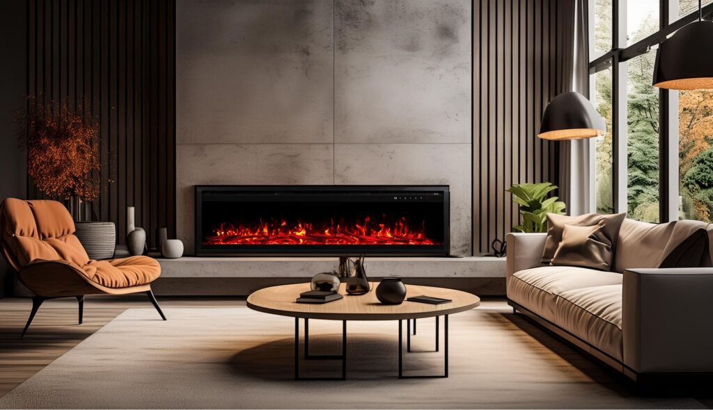 Aranżacja wnętrza z kominkiem elektrycznym Royal PRO
