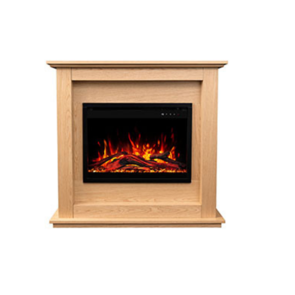 Chimenea eléctrica con revestimiento Aflamo Sund Oak 3D 45x60