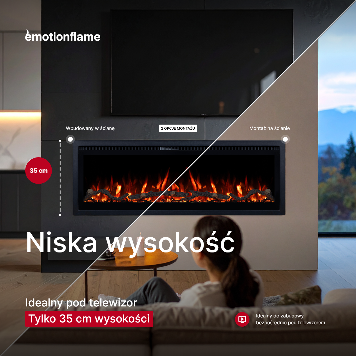 Emotion Flame Regal - a presentation of a low height of 35 cm, perfect for under a TV